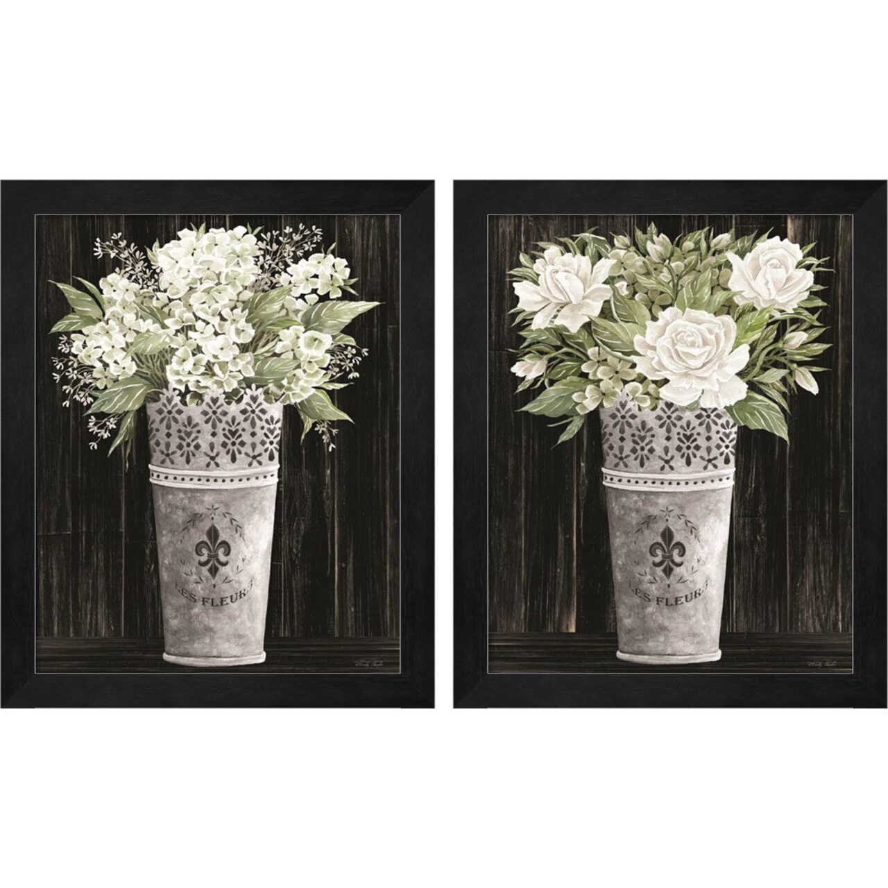 Punched Tin Floral by Cindy Jacobs, 2 Piece Black Framed Art Set